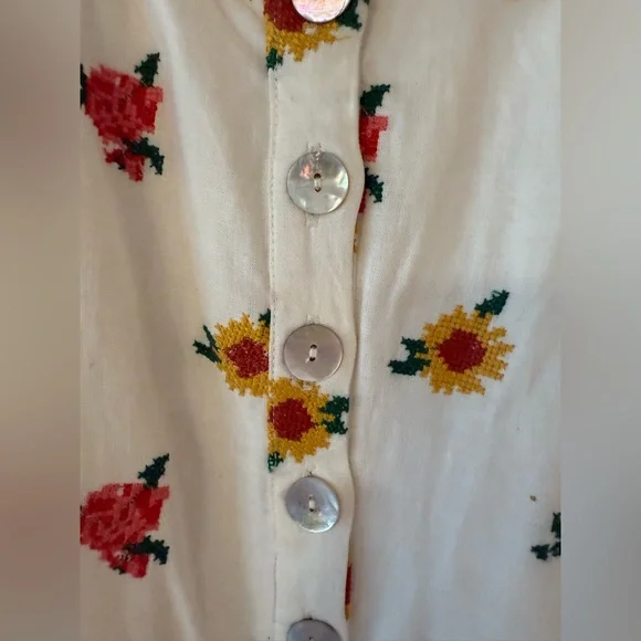 Farm Rio Embroidered Floral and White Midi Dress🌻 - Picture 3 of 6